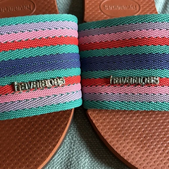 LIKE NEW Havaianas You Malta Mix Colorful Stripes Beach Slide Sandals Flip Flops - Picture 12 of 13